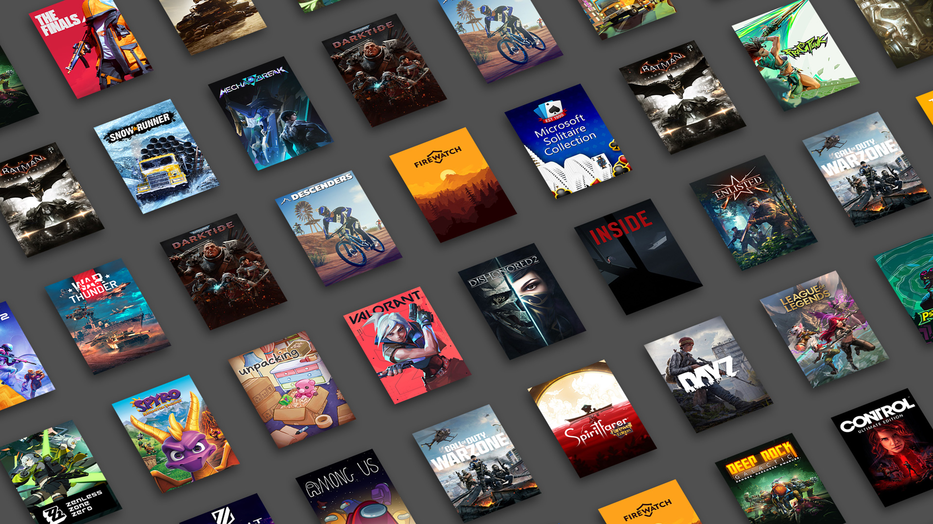 Isometric view of game titles