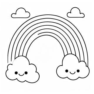 Página Para Colorir Do Arco-Íris Colorido Com Nuvens 101-91