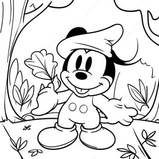 Page À Colorier De Mickey Mouse Dans Une Scène D'automne Colorée 10401-8359