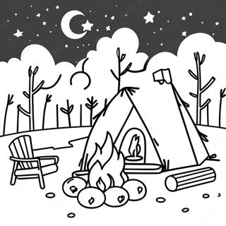 Przytulne Ognisko Pod Gwiaździstym Niebem - Kolorowanka 12431-9755