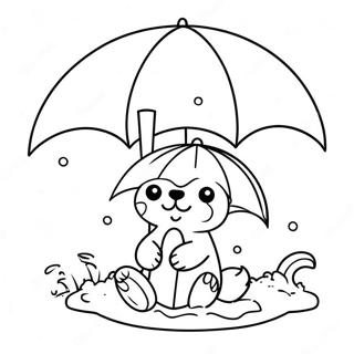 Cute Animal Under Umbrella Coloring Page 12461-9778
