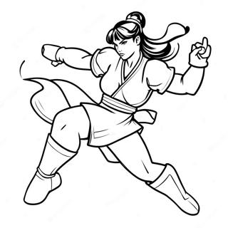 Page À Colorier Chun-Li En Action De Coup De Pied 14961-11788