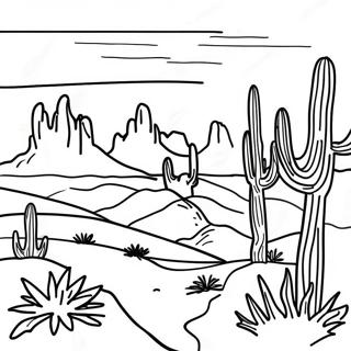 एरिज़ोना रेगिस्तान का दृश्य रंग भरने वाला पृष्ठ 16210-12792