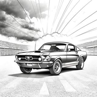 Classic Mustang In A Race Coloring Page 18201-14377