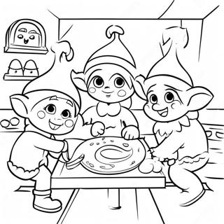 صفحة تلوين الجان المرحين في ورشة سانتا 18451-14570