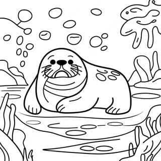 바다 수달이 바다에서 수영하는 색칠 공부 페이지 19022-15012