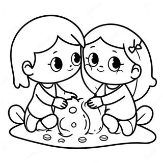 Pagini De Colorat Cu Surioara Adorabilă Jucându-Se Împreună 19083-15074