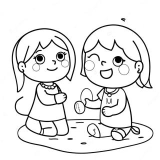 Pagini De Colorat Cu Surioara Adorabilă Jucându-Se Împreună 19083-15076