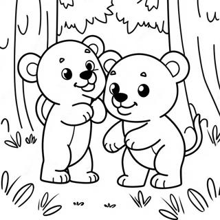 Page À Colorier De Mignons Oursons Jouant Dans La Forêt 20433-16162