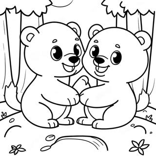 Page À Colorier De Mignons Oursons Jouant Dans La Forêt 20433-16163