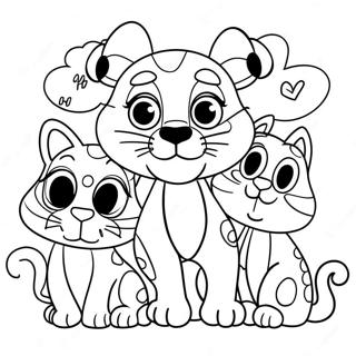 Schattige Roze Panter Met Vrienden Kleurplaat 21423-16938