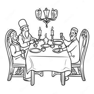 Iloinen Shabbos-Illallispöytä Värityssivu 23283-18406