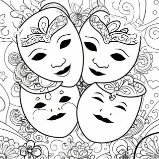 Kleurige Theater Maskers Kleurplaat 24263-19155