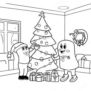 Pagina Da Colorare Di Spongebob E Patrick Che Decorano Un Albero Di Natale 2471-1970