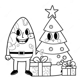 Pagina Da Colorare Di Spongebob E Patrick Che Decorano Un Albero Di Natale 2471-1972