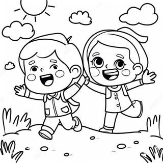 楽しそうな子供たちの遊びぬりえページ 25243-19932