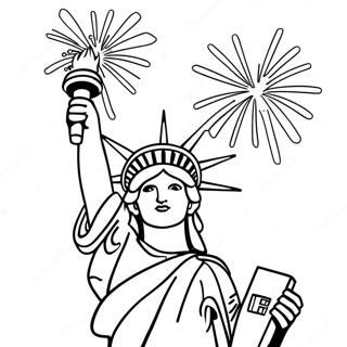 Página Para Colorir Estátua Da Liberdade Com Fogos De Artifício 25403-20067