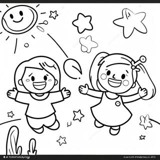 صفحة تلوين الأطفال السعداء يلعبون 25643-20269