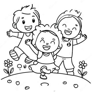 صفحة تلوين الأطفال السعداء يلعبون 25643-20271