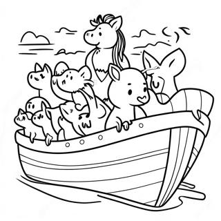 Colorful Animals On Noah's Ark Coloring Page 2711-2167