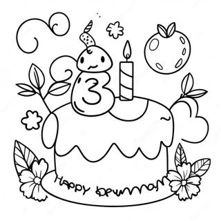Happy 3rd Birthday Celebration Coloring Page 29354-23206