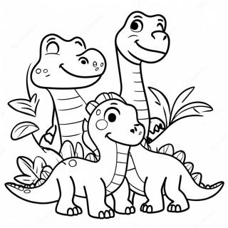 Раскраска Дружной Семьи Динозавров 2-17