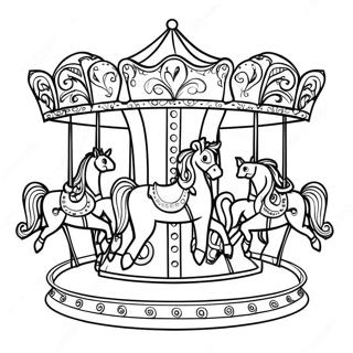 Раскраска Цветного Карусели С Лошадками 31863-25191