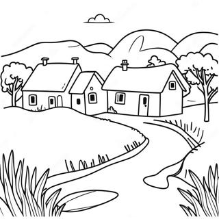 Village Landscape Coloring Page 32183-25438