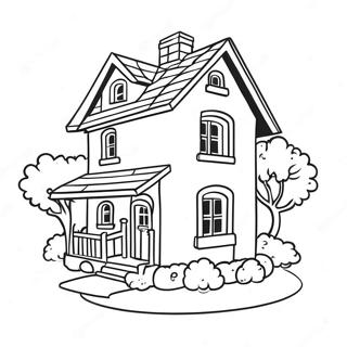 Charming Village House Coloring Page 32184-25433