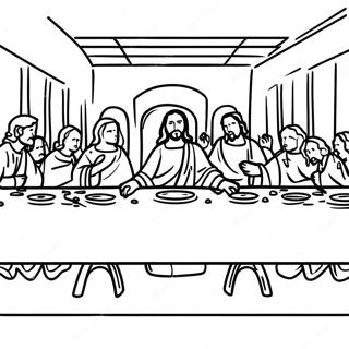 Last Supper With Colorful Disciples Coloring Page 35124-27789