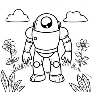 Page À Colorier De Mignon Golem De Fer Dans Un Jardin 35134-27781