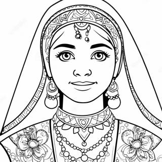 전통 의상을 입은 무슬림 소녀 색칠 공부 페이지 35633-28182