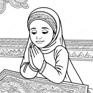 기도하는 무슬림 소녀 색칠 공부 페이지 35634-28180