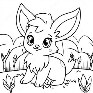 Pagina Da Colorare Di Un Carino Leafeon In Un Campo Di Fiori 35694-28247