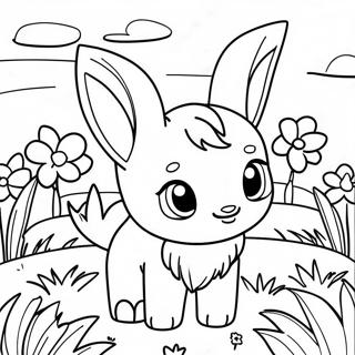 Pagina Da Colorare Di Un Carino Leafeon In Un Campo Di Fiori 35694-28248