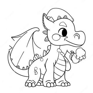 Festlig Drage Med Nissehue Farvelægningsside 38734-30626