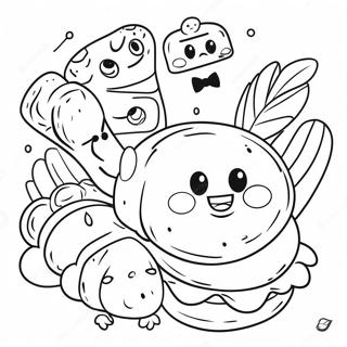 面白いパンのキャラクターのぬりえページ 38934-30789