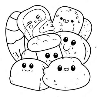 面白いパンのキャラクターのぬりえページ 38934-30791