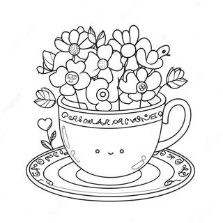Pagina Da Colorare Di Tazza Da Tè Fantasiosa Con Fiori 39304-31084