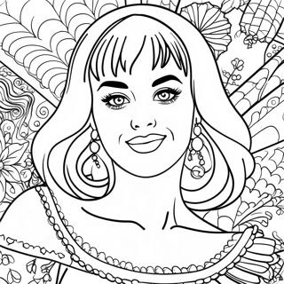 Farvelægningsside Med Katy Perry I Farverigt Kostume 42034-33215