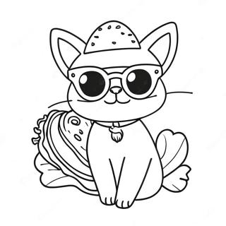 Gato Taco Engraçado Com Óculos De Sol Página Para Colorir 42594-33654