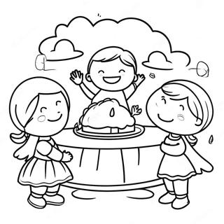 Página Para Colorear De Niños Alegres Dando Gracias 44334-35050