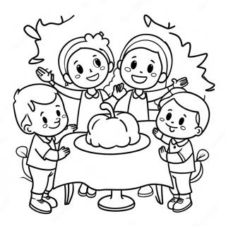Página Para Colorear De Niños Alegres Dando Gracias 44334-35051