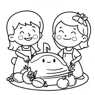 Página Para Colorear De Niños Alegres Dando Gracias 44334-35052