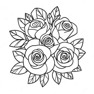 Elegant Rosenbuket Farvelægningsside 44514-35191