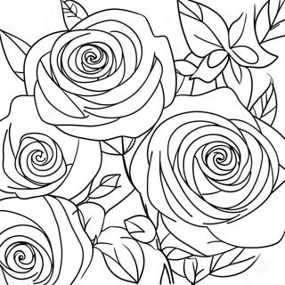 Elegant Rosenbuket Farvelægningsside 44514-35192