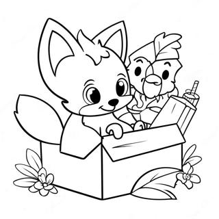 Página Para Colorear De La Linda Lankybox Foxy Con Amigos 45654-36091