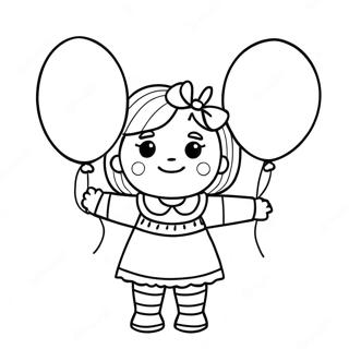 Page À Colorier D'annie Avec Des Ballons Colorés 47484-37550