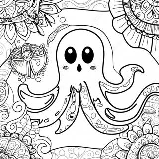 Pagina De Colorat Fantomă Zentangle Înfricoșătoare De Halloween 47674-37737