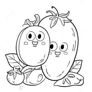 토마토 밥과 오이 래리 색칠 공부 페이지 4961-3953